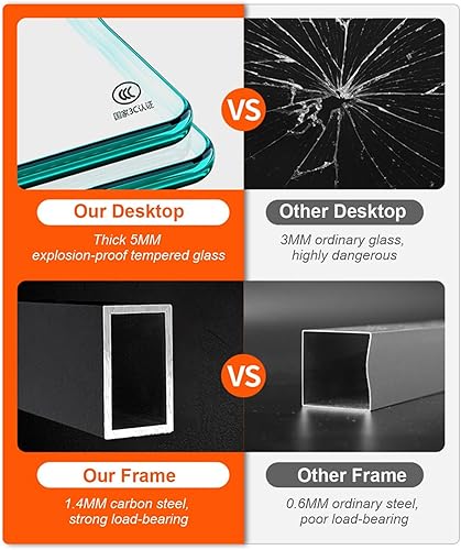 Miniatura 3 de Mesa auxiliar rectangular de mármol sintético, escritorio de vidrio templado y patas de metal, moderna mesa de té, mesa de té para sala de estar,