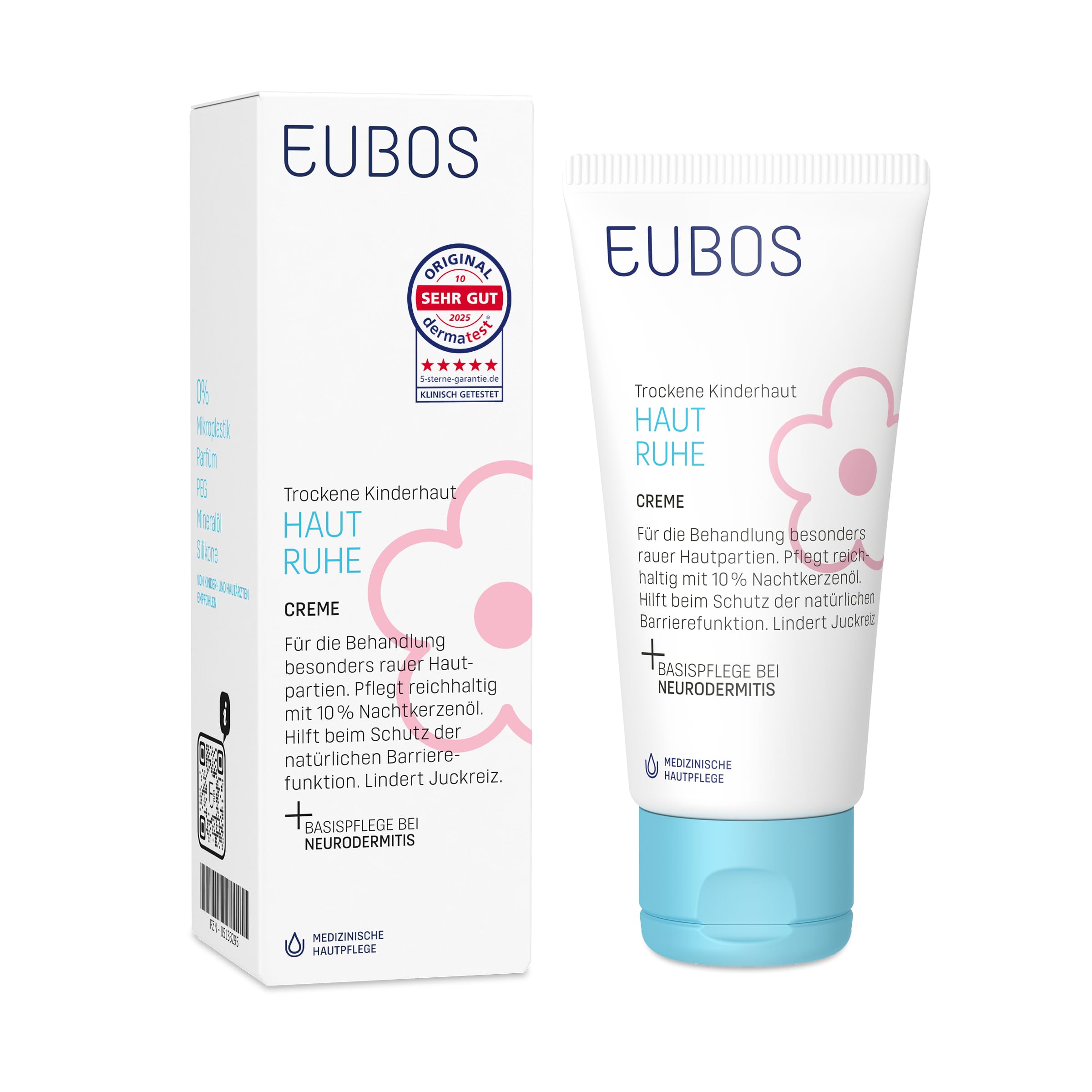 EUBOS HAUT RUHE | Creme | Beruhigende Pflege für empfindliche, trockene Kinder- und Babyhaut | Lindert Juckreiz und spendet Feuchtigkeit | Hautverträglichkeit dermatologisch bestätigt | 50ml
