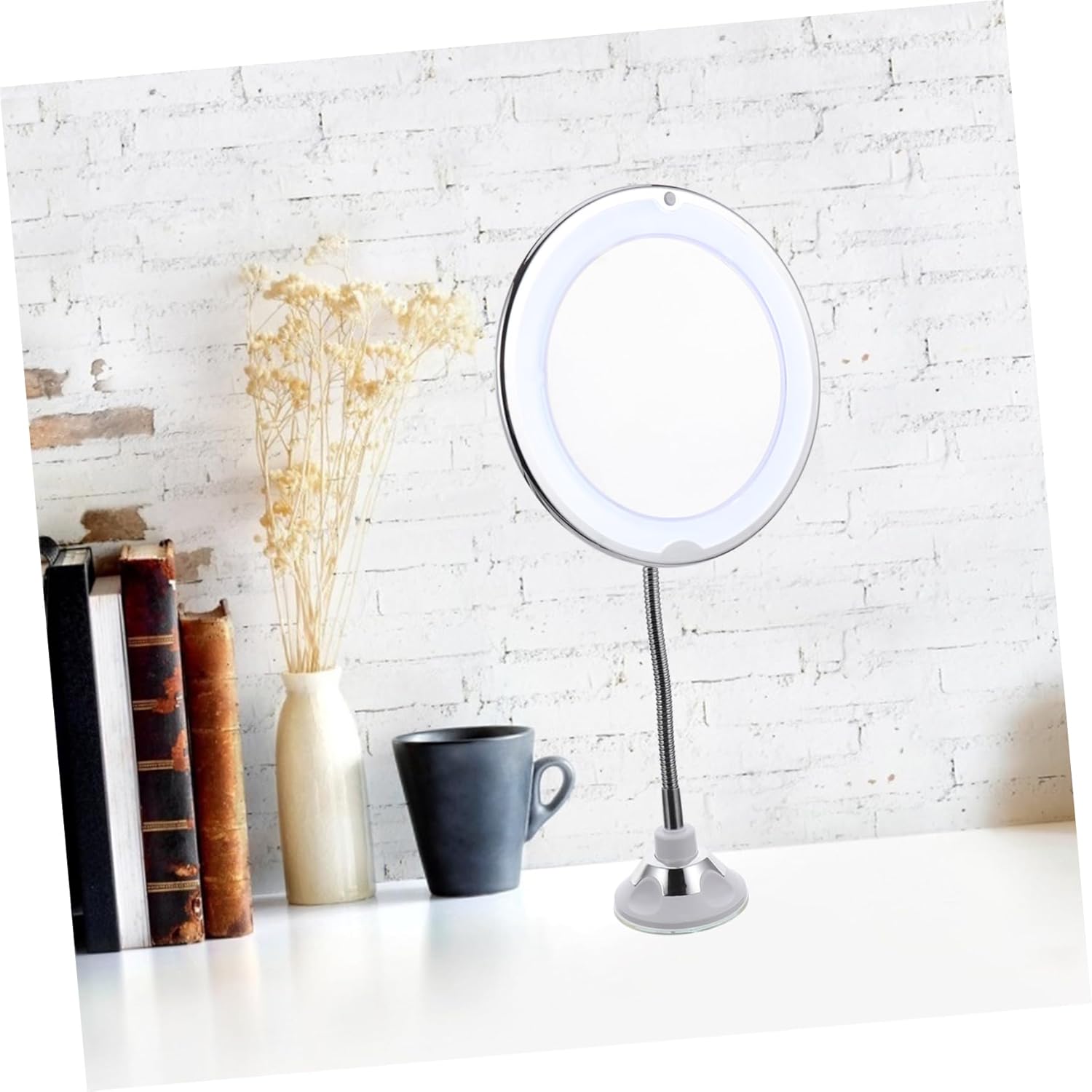Rotation LED Lighted Mirror with Magnification and Strong Suction Cup Portable Compact Design for Bathroom Bedroom Travel Special Occasions