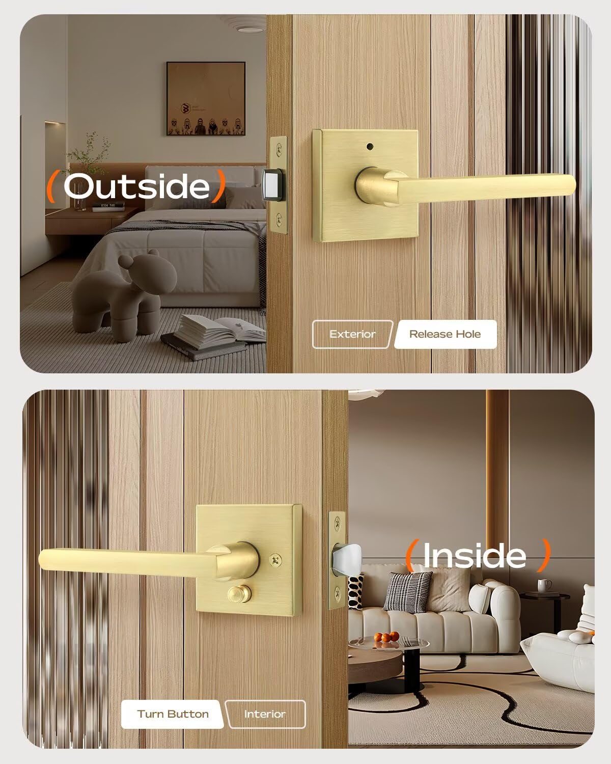 Aazon.co: KNOBWELL 10 Pack Privacy Door Lever Bed And Bath Leverset Lockset, With Reovable