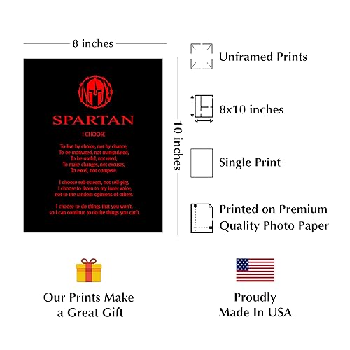Miniatura 2 de Spartan Code Affirmations- Motivational Quotes Wall Art Decor, Black & Red Gloss Warrior Inspirational Print for Home Decor, Gym Decor, Office
