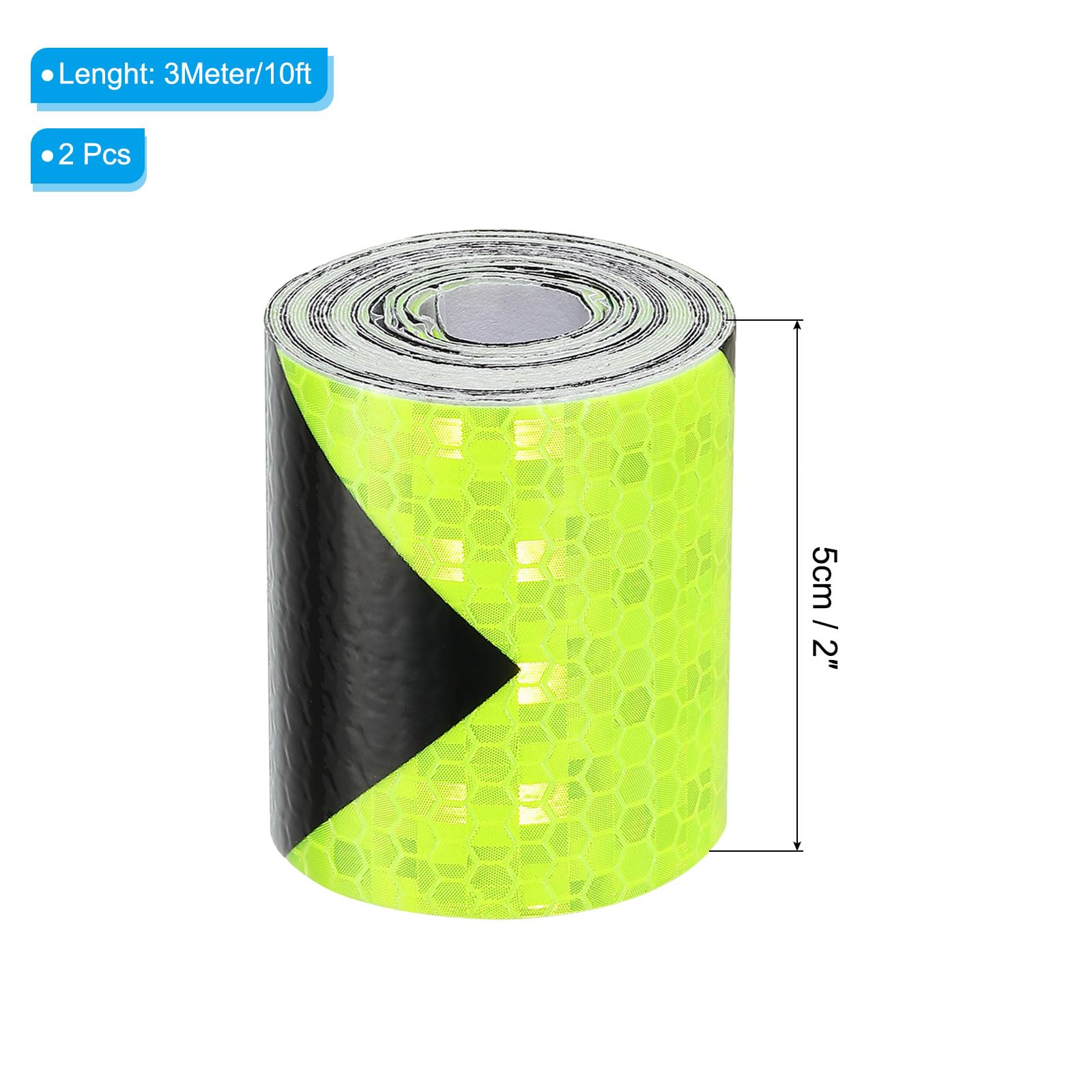 PATIKIL Reflective Tape 2 Roll 10 Ft X 1-inch Waterproof Adhesive High Visibility Caution Warning Safety Tape Reflector For Trucks Trailers Cars Arrow Fluorescence Yellow Black