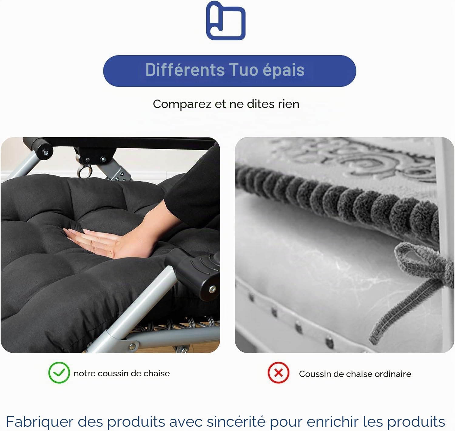 Coussins de Chaise Longue Uniquement, Coussin de Chaise à Bascule avec 6 Attaches et Housse supérieure Fixe antidérapante pour Chaise Longue, Jardin, extérieur, Plage, Porche (Feuille Verte)