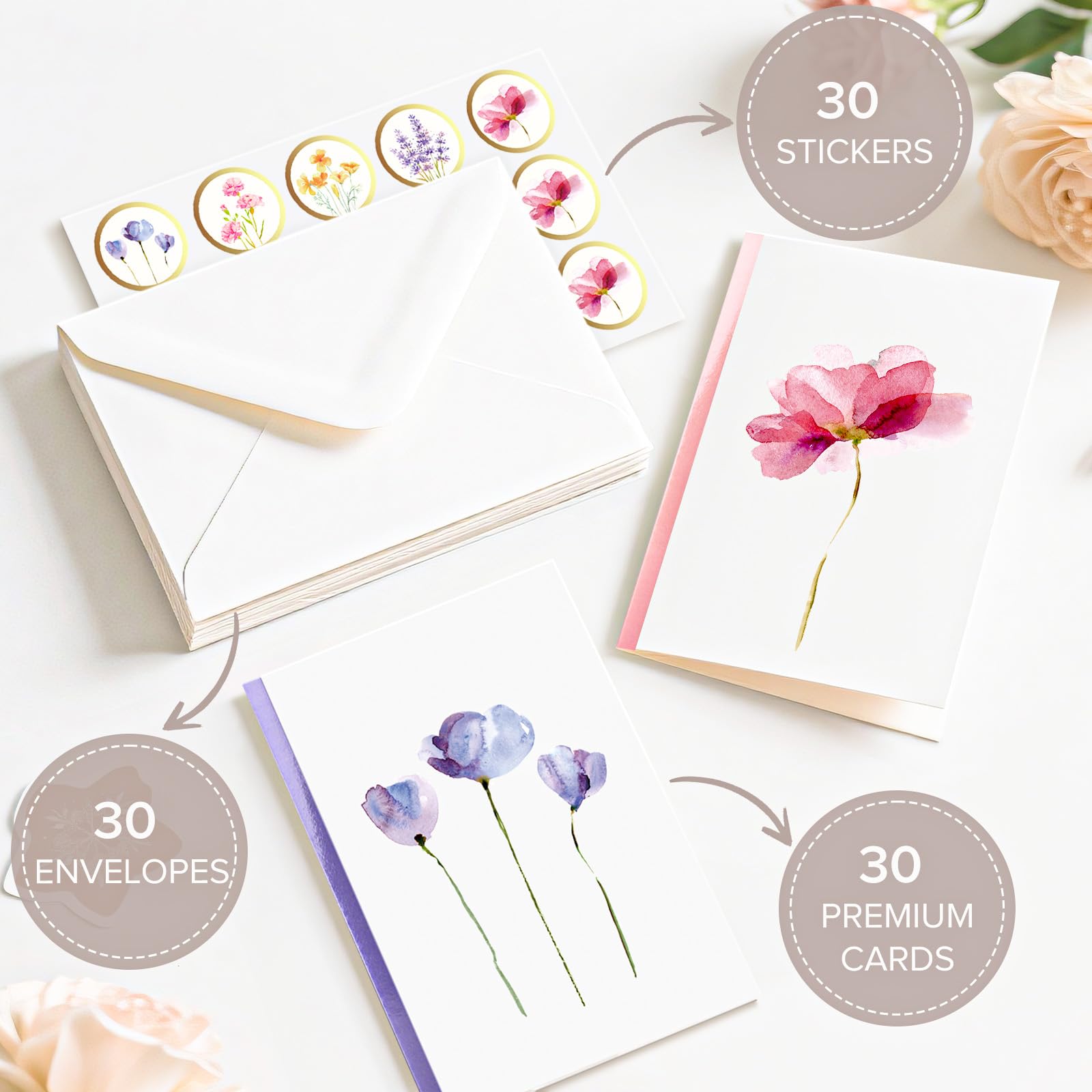 Blank Greeting Cards With Envelopes , 7 Pack Blank Greet Cards, Elegant ...