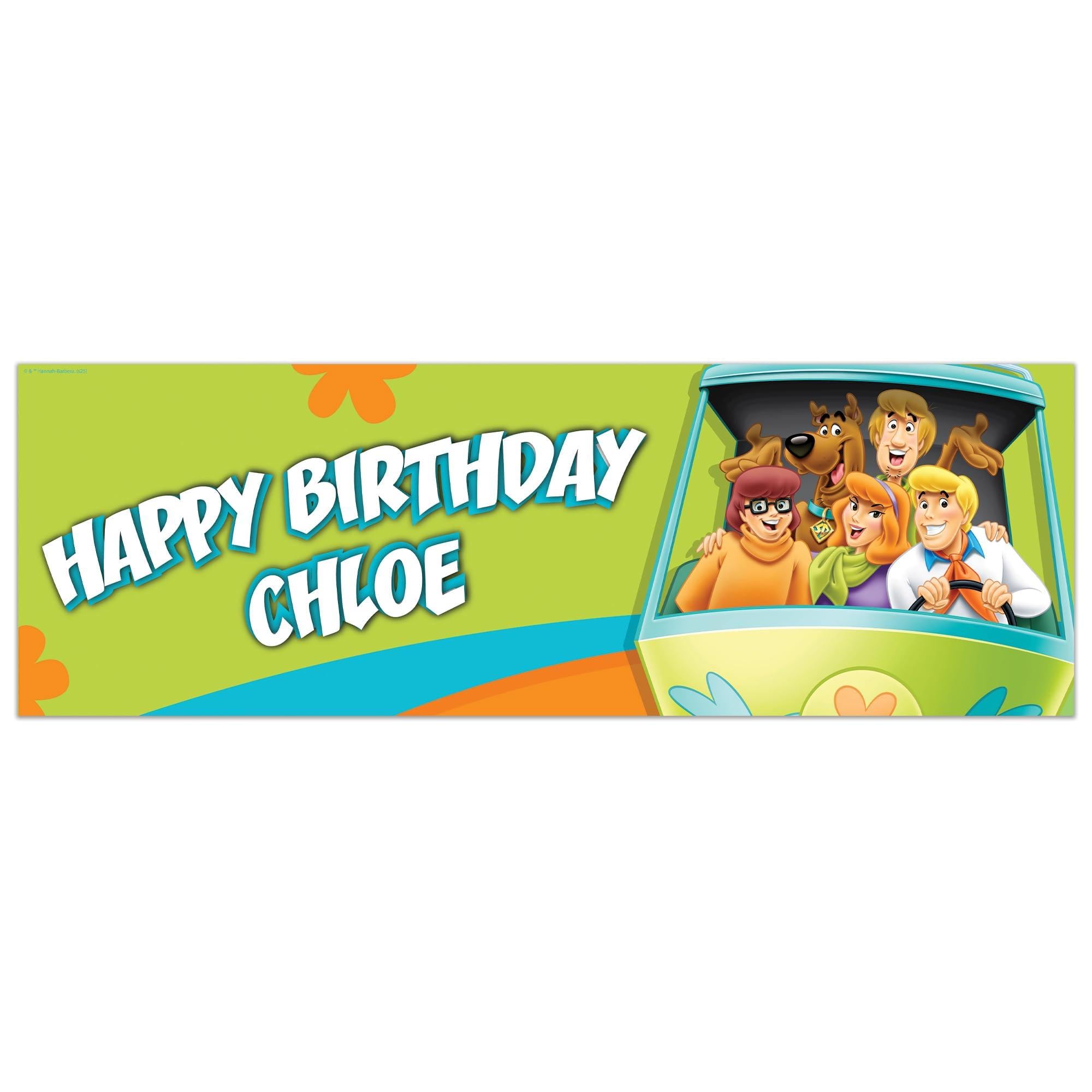 Scooby-Doo Birthday - Gang in The Mystery Machine Personalised Banner Wall Sticker (90cm Width x 30cm Height)