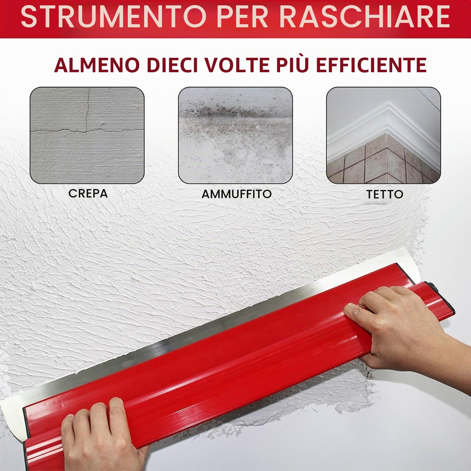 Spatole per Stucco Kit, Spatole in Acciaio Inox, set di 3 Spatola di Finitura Professionali (250 mm, 400 mm, 600 mm), con 4 aste di Estensione (4x40 cm) e Valigia