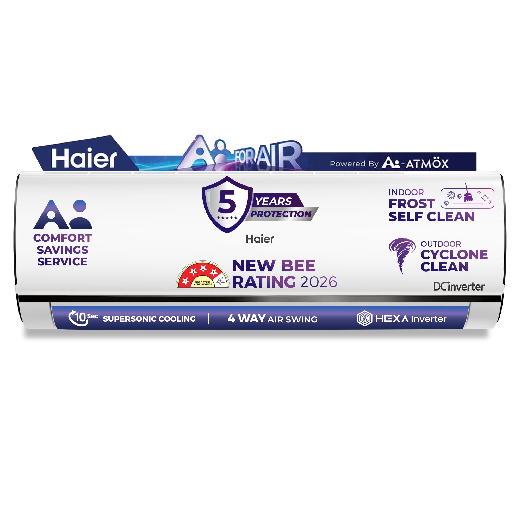 Haier 1 Ton 4 Star, New star rated, Wi-Fi HEXA Inverter Smart Split AC (AI Cooling, Energy Saving & Self-Clean, 7 in 1 Convertible, Copper, 4-way Swing, Cools in 10 Sec at 60°C,White)-HSA14KU-CAI4NB-I-image-48