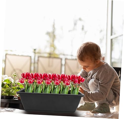 Miniatura 5 de Yardwe Macetas rectangulares para exteriores, macetas y pies de maceta, 6 unidades, para jardín