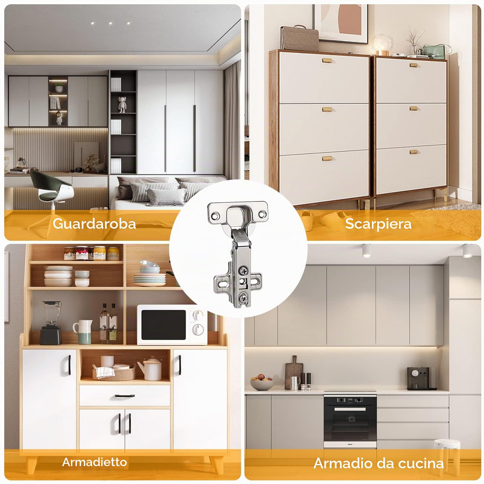 Bisagras per Ante Cucina - 10 pezzi cerniere per ante cucina con viti, cerniere per mobili legno, apertura 90 gradi, perfette per armadi cucina.