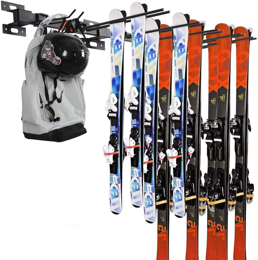 ANTOPY Ski Storage Rack Snowboard Rack Wall Mount Heavy Duty Metal Ski Wall Rack Hold Up to 10 Pairs, 200lbs for Home & Garage Storage Organizer Hanger 3 Racks