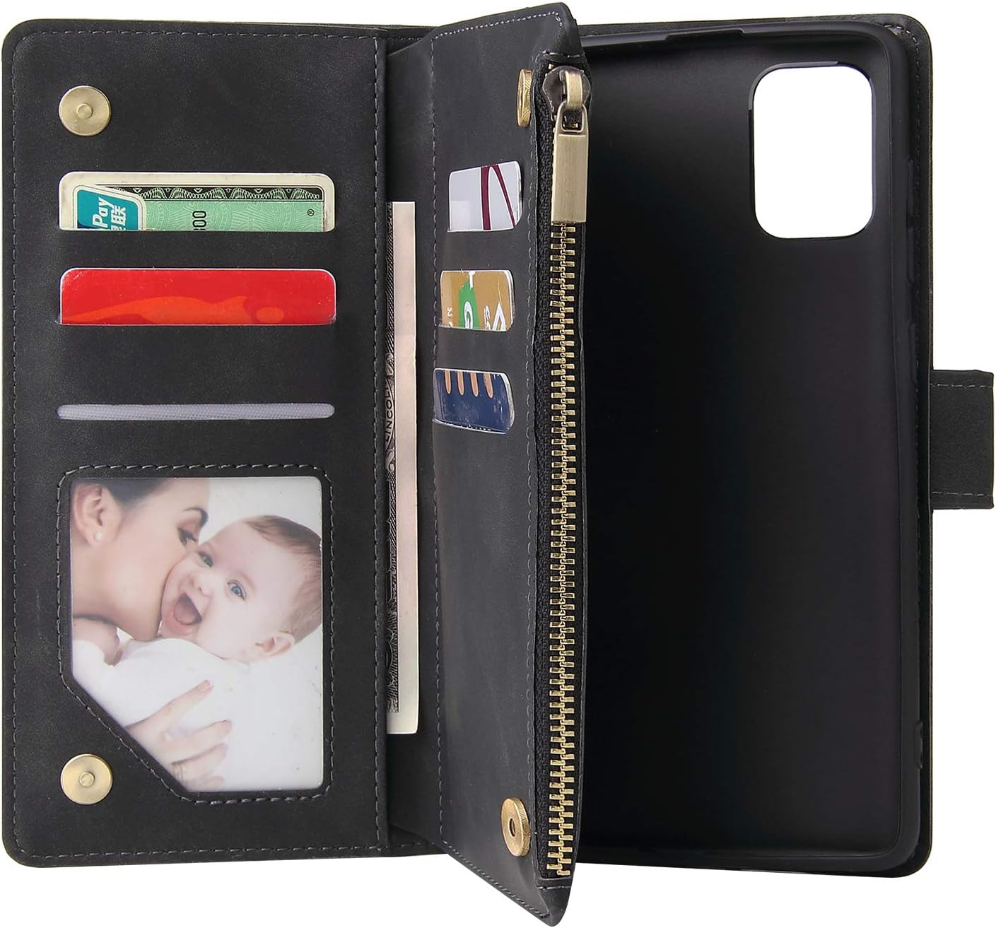 Asuwish Compatible with Samsung Galaxy A71 4G Wallet Case Tempered Glass Screen Protector and Flip Cover Card Holder Cell Accessories Phone Cases for Glaxay A 71 Gaxaly 71A S71 A715F Women Men Black - Image 3