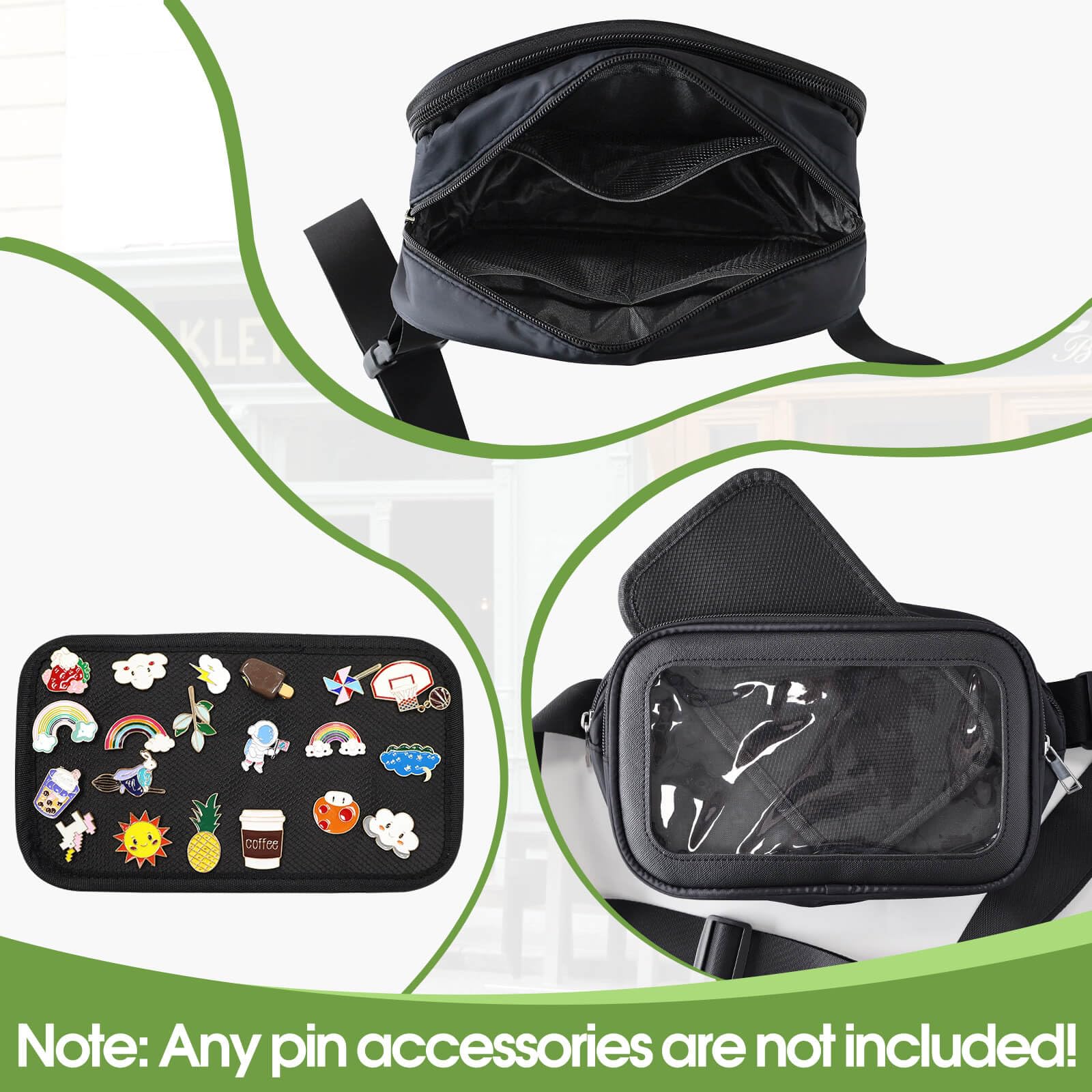 Ita Bag - Cangurera de almacenamiento, bolsa cruzada para mujeres y niñas, regalos para mujeres, niñas, bolsa de exhibición de pines para alfileres deportivos, pasadores conmemorativos, broches de 2