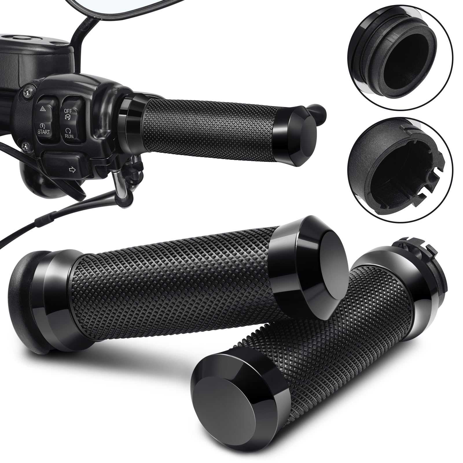 Motorcycle Hand Grips Handlebar Grips Cable Throttle Fit for Harley ’02-’17 VRSC, ’96-Later XL, ’08-’13 XR, ’96-’17 Dyna (Except FXDLS), ’96-’07