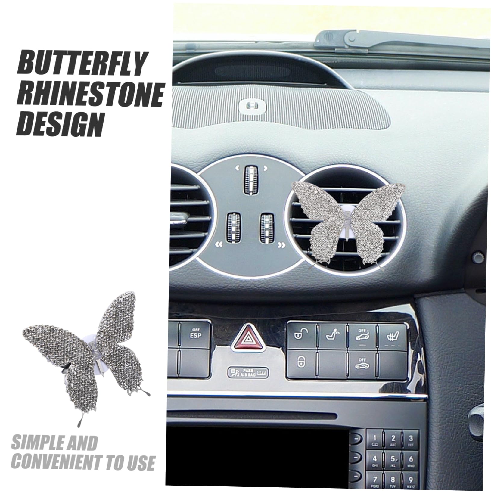 SOLUSTRE 5pezzi Clip Aromatica Per Auto Forma Di Farfalla Con Strass Decorazione Elegante Per Interni Facile Installazione Su Presa Aria Profumo Prolungato Per Esperienza Di Guida