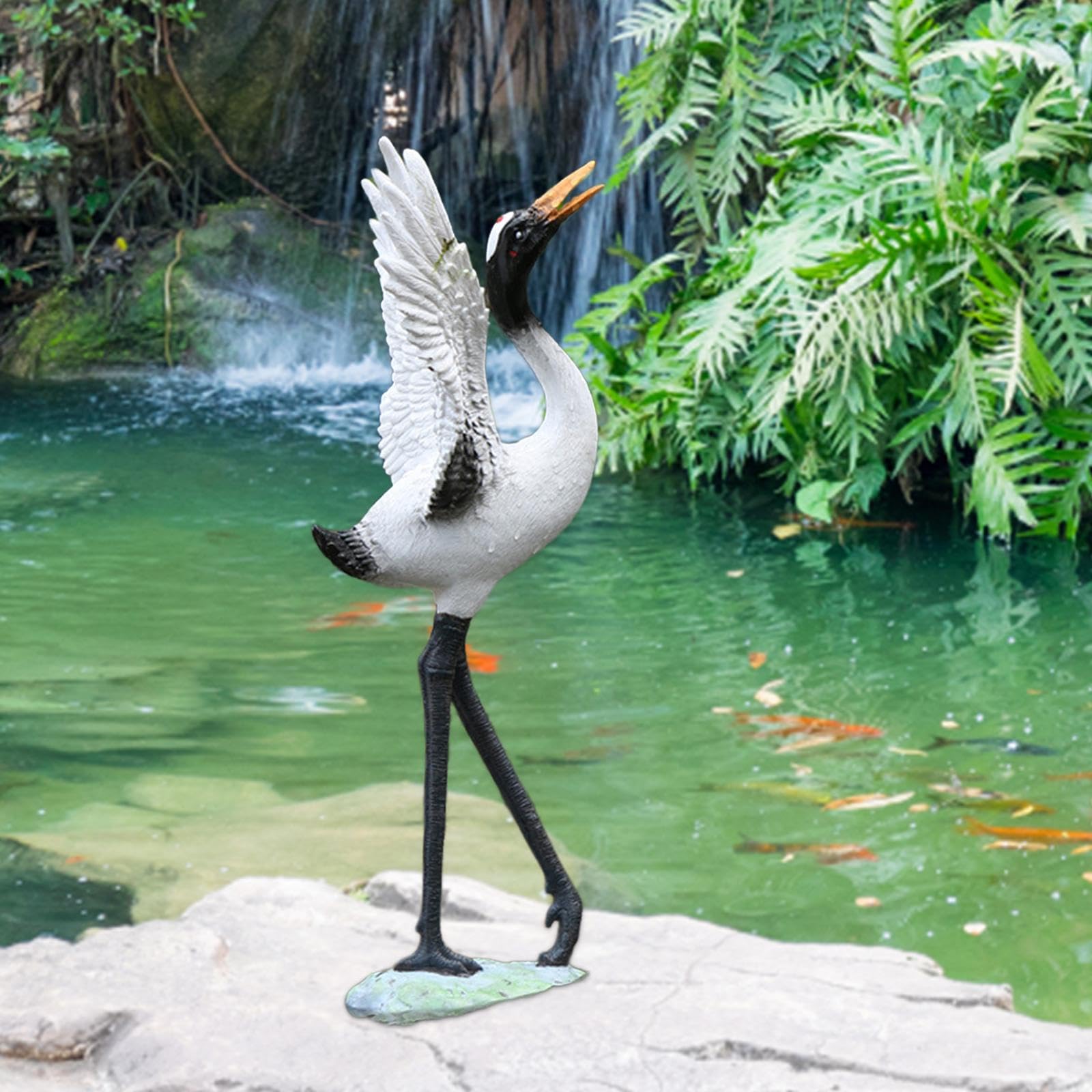 Amazon.co.jp: 樹脂製鶴の彫刻 鳥の彫刻 鶴の像 オーナメント 動物の