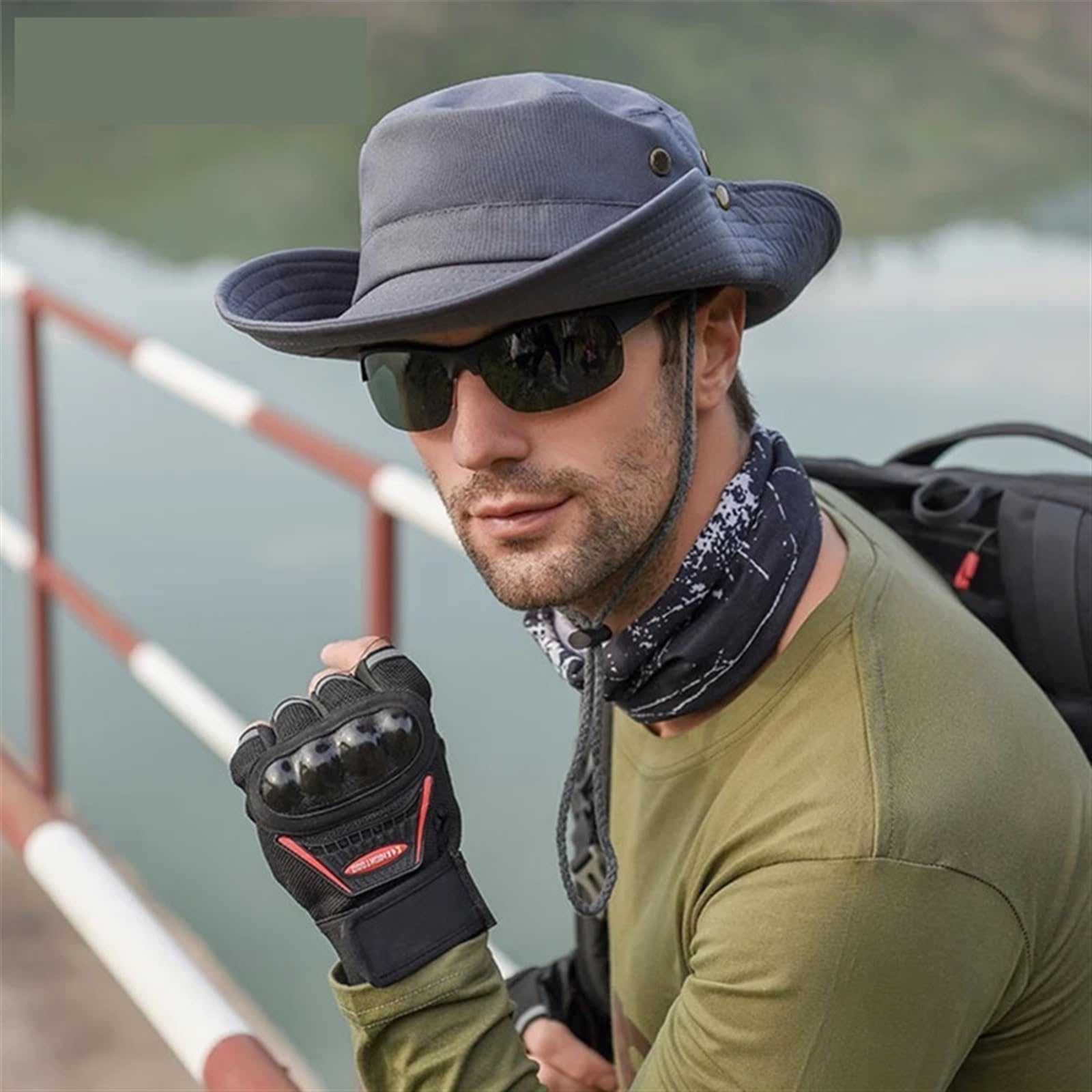 cappello pescatore uomo Cappello da pescatore for uomo Estate Pesca all'aperto Escursionismo Parasole Cappello da sole Cappello da pescatore Cappello da uomo pieghevole con protezione UV(Black)