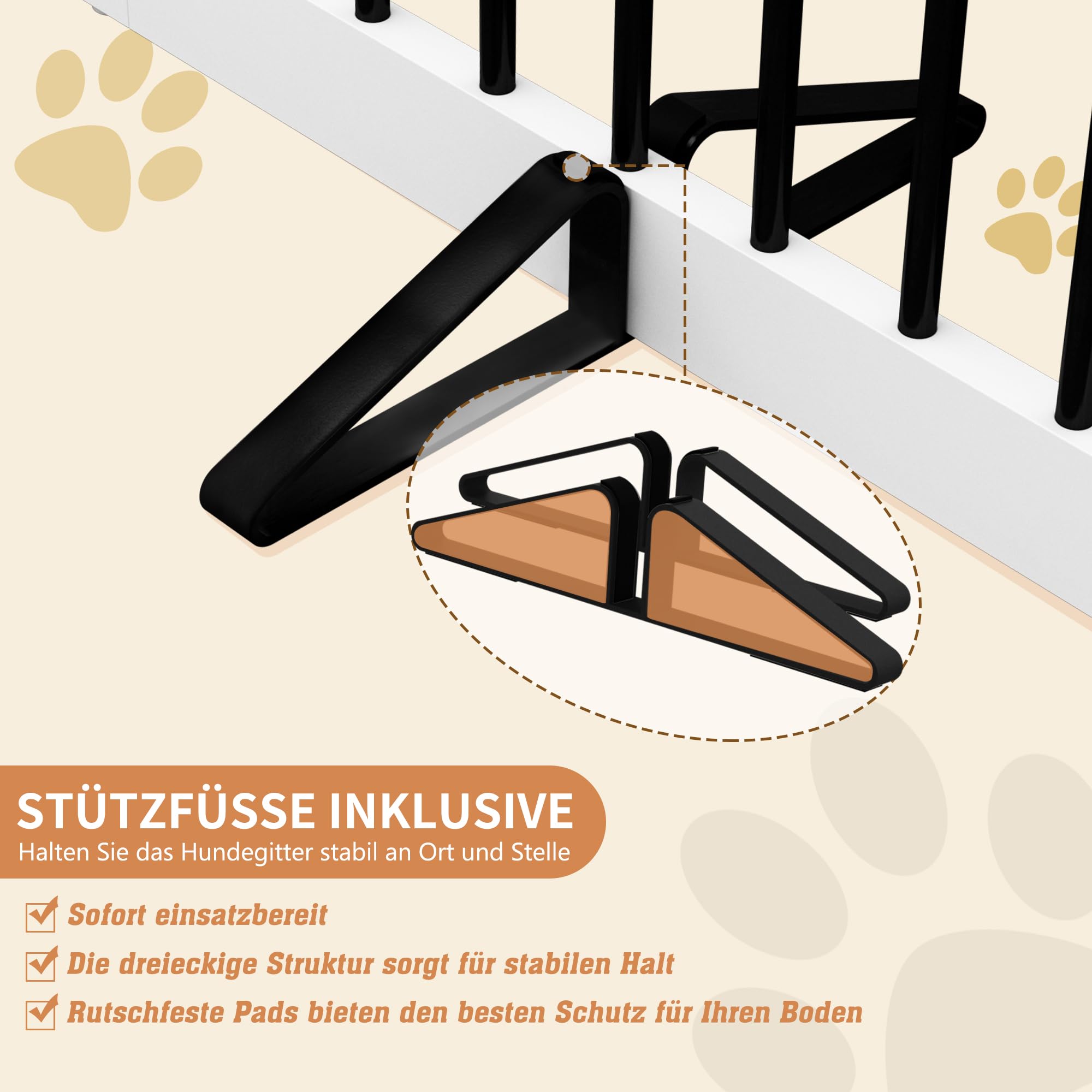 HOLTICO Absperrgitter Hund,Schutzgitter Holz, Freistehendes Hundeabsperrgitter Türgitter Treppengitter Schutzgitter Hund Faltbar Weiß,Kindergitter klappbar,2 Paneelen Türschutzgitter