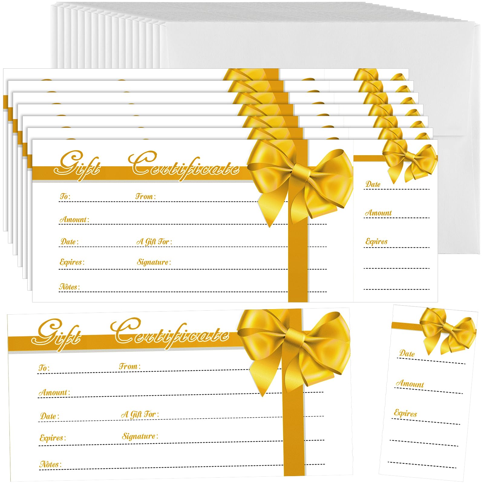 Sinmoe 50 Sets Gift Certificate for Business with 50 Pcs Envelopes Blank Gift Certificate Cards with Name and Address for Wedding Beauty Salon