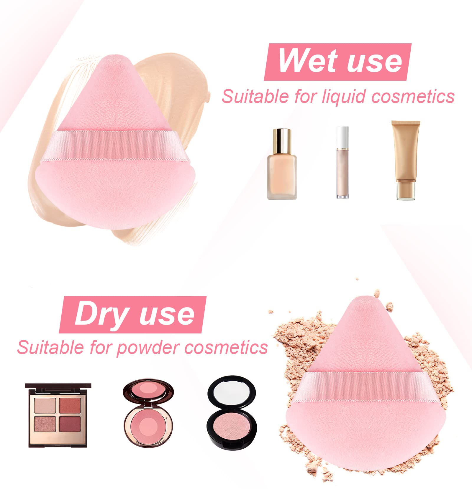 12 Pieces Triangle Powder Puff Face Soft Triangle Makeup Puff Velour Cosmetic Foundation Blender Sponge Beauty Makeup Tools