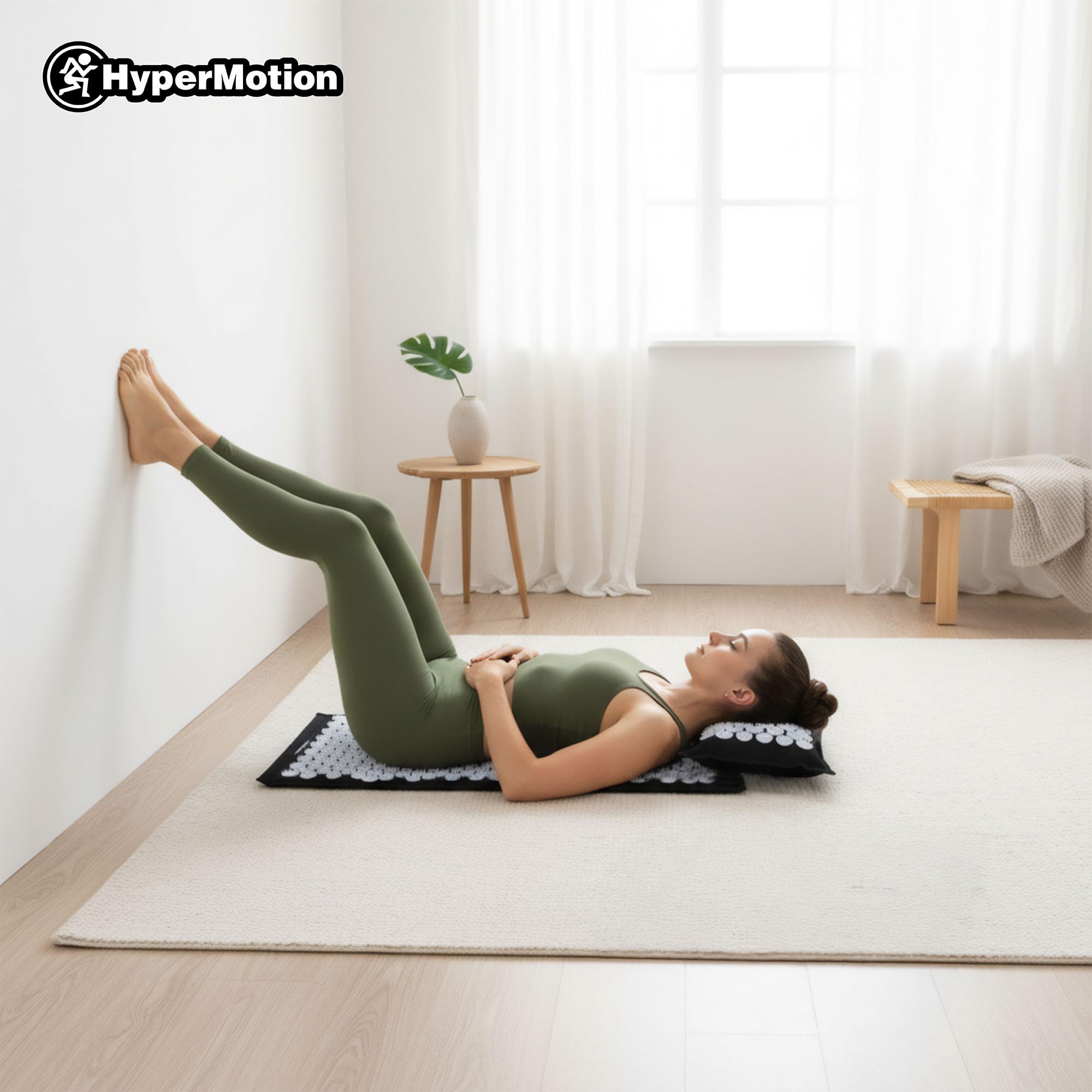Hypermotion Tapis Acupression ECO, Tapis Champ de Fleurs 3-en-1 en Lin, Fibre de Coco et Sarrasin - Soulage Mal de Dos, Nuque et Tensions Musculaires - Naturel et Respirant - 7 182 Points de Pression