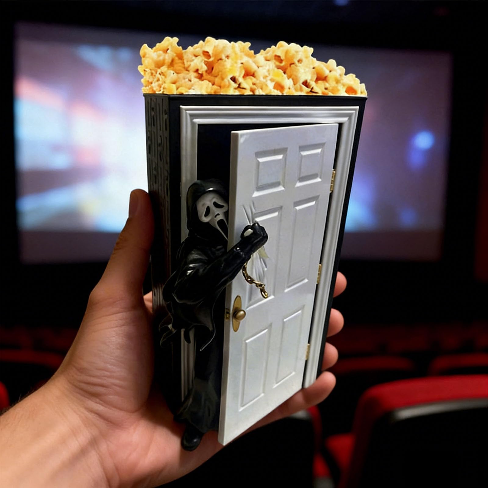Naroote Geister-Popcornbehälter, Gruselige Halloween-Dekoration mit Detailliertem Türdesign für Gastgeschenke bei Filmabenden