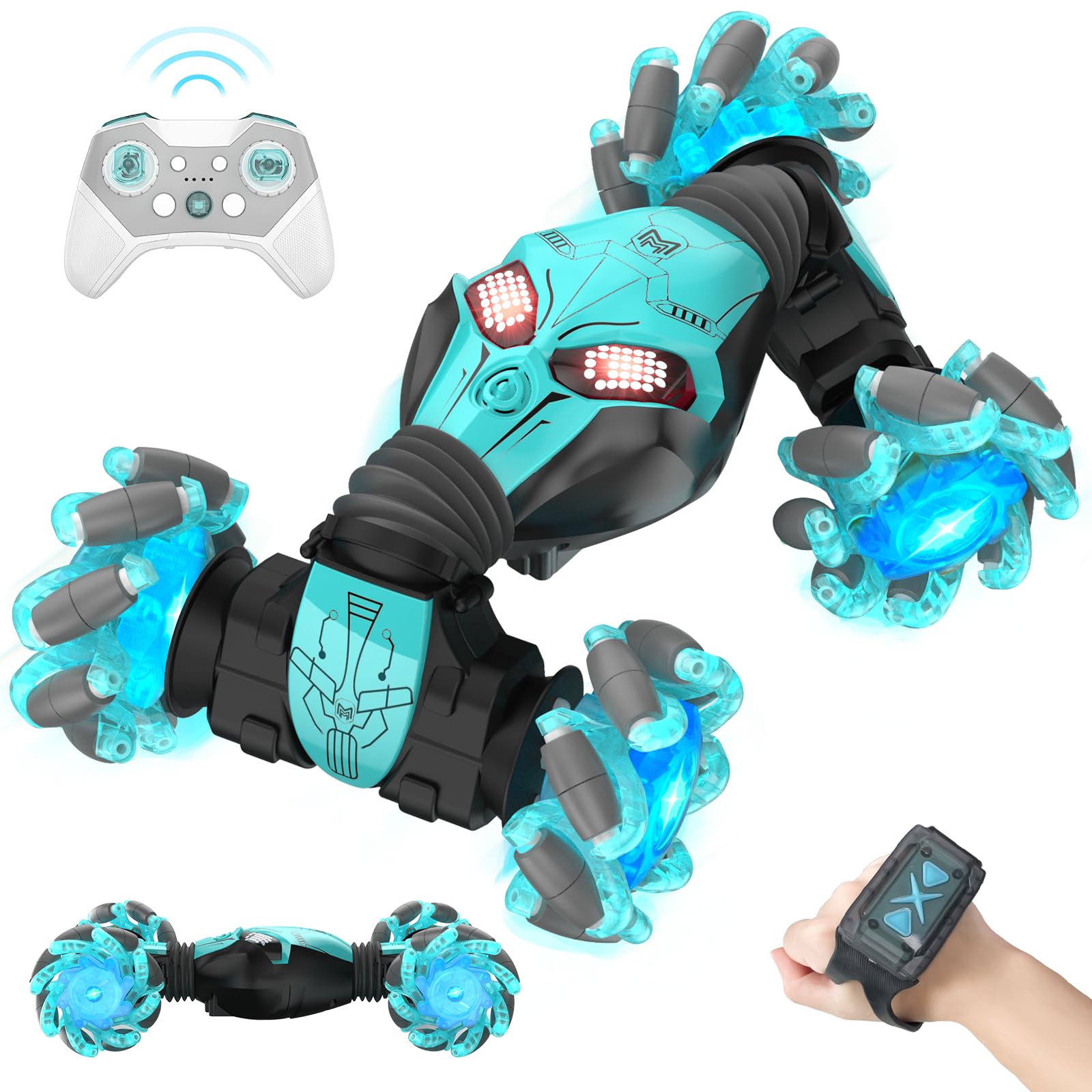 Photo 1 of 1:16 Gesture Sensing RC Stunt Car, Hand Controlled Remote Control Twist Cars with Light & Music, 4WD 360° Rotate Transform Drift, Gifts for 8-12 Kids Age 8 9 10 11 12 Yrs Old?