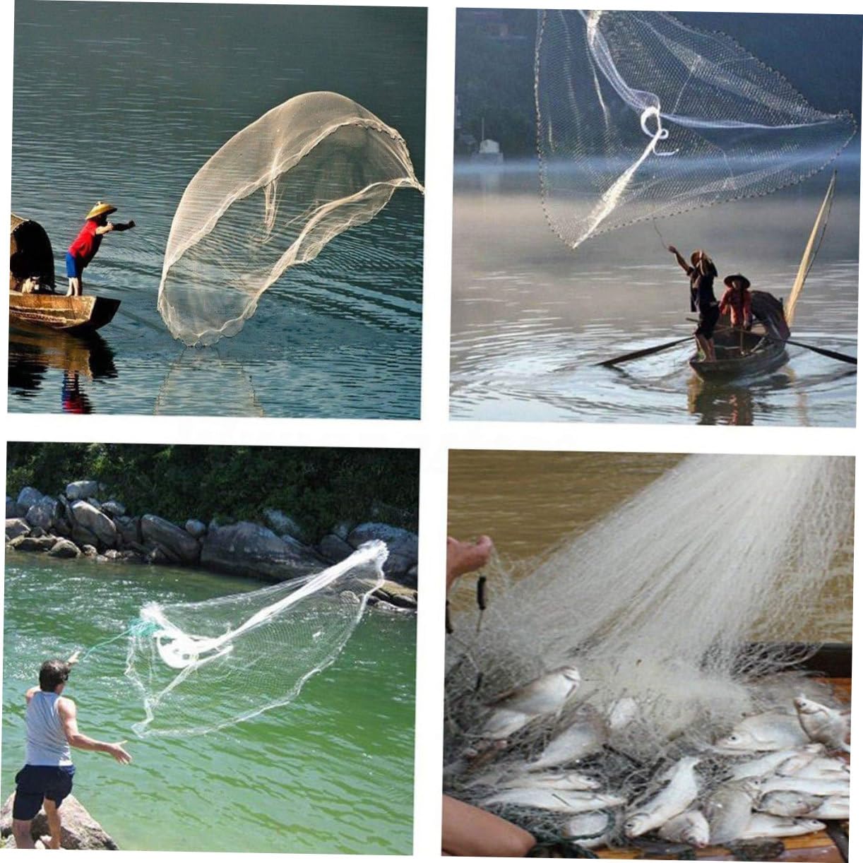 SUPVOX Retino per Pesca a Mano senza Anelli Rete Maglia Piccola in Plastico e Acciaio Inossidabile, Rete da Lancio Pieghevole per Pesca All'aperto