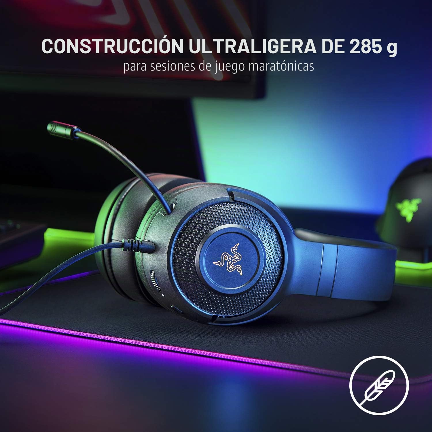 Razer Kraken V3 X - Auriculares para Videojuegos, Sonido Envolvente 7.1, Controladores Triforce de 40 mm, Micro cardioide Plegable HyperClear - Iluminación Croma RGB - para PC - Negro clásico
