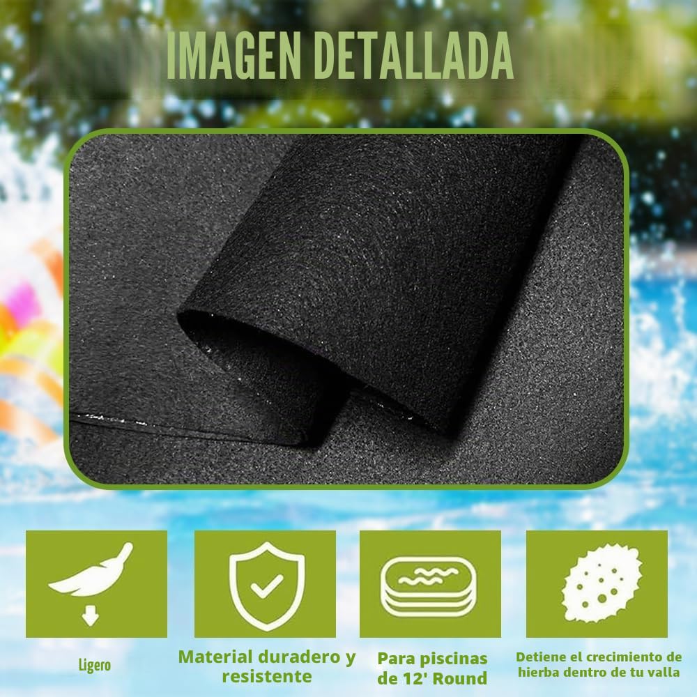Base de Piscina Redonda, Revestimientos Redondos para Piscinas Elevadas, Almohadilla para Revestimiento de Piscina, para Piscinas sobre El Suelo, Alfombrilla Fieltro Absorbente Agua(Negro)