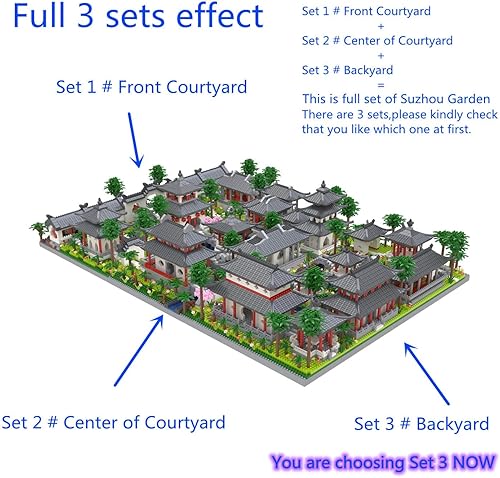 Miniatura 5 de Kadablk Arquitectura estilo chino de jardín de Suzhou (juego 3# patio trasero), micro bloque, clásico famoso juego de bloques de construcción,