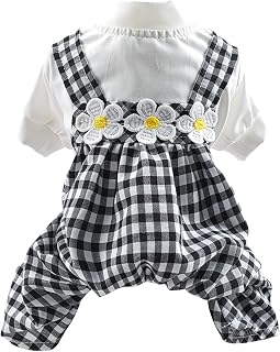 Dog Clothes Winter Plaid Jumpsuit Stylish Pet Shirts for Small Dog Cute Floral Puppy Bib Overalls Classic Dogs Boy Girl Outfit Chihuahua Yorkies One Piece Birthday Holiday Apparel