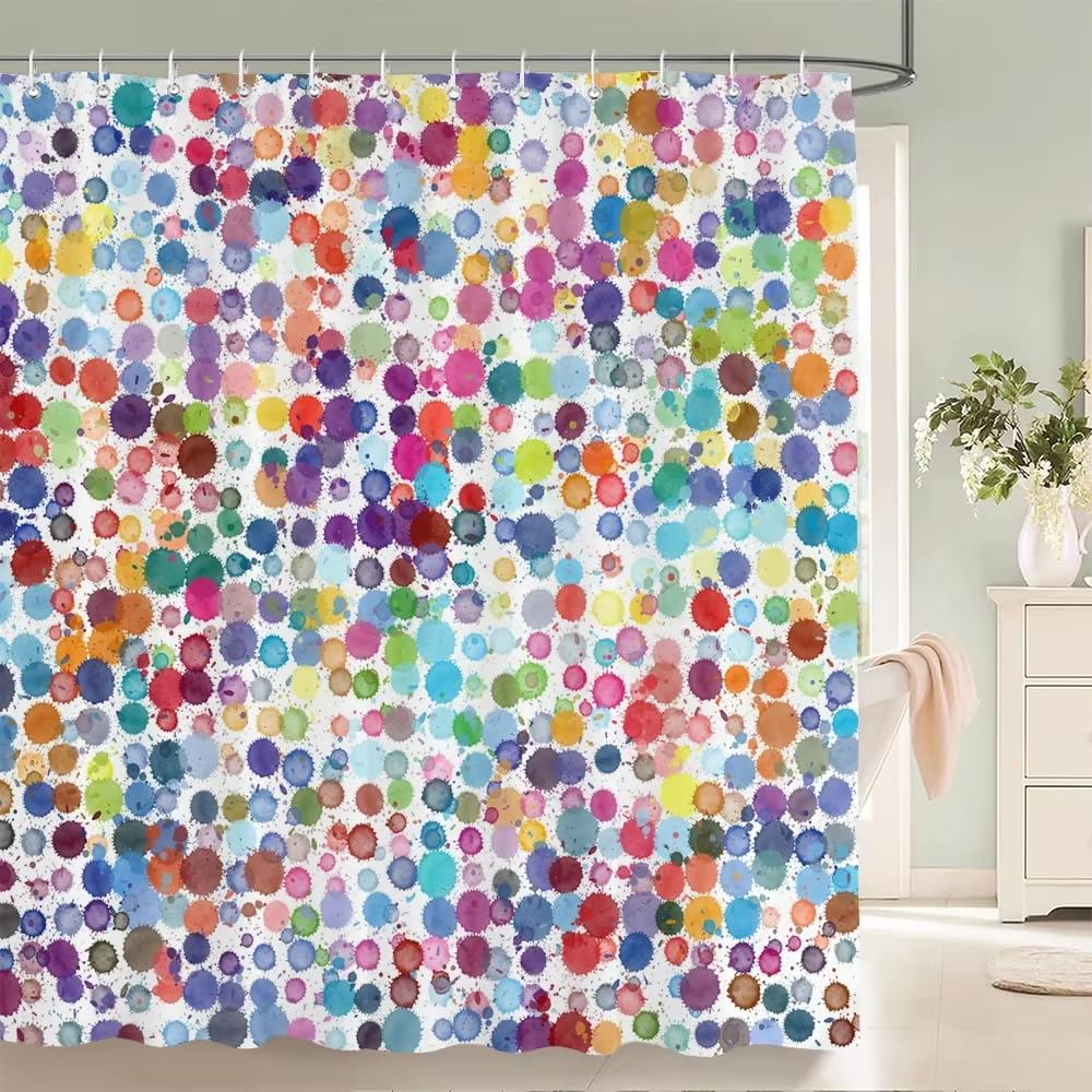 KELAIMI Colorful Geometric Shower Curtain,Modern Simple Bathroom Curtains,Aesthetic Contemporary Quick-Dry Bathtub Curtains with Hooks Style 7 200X240Cm