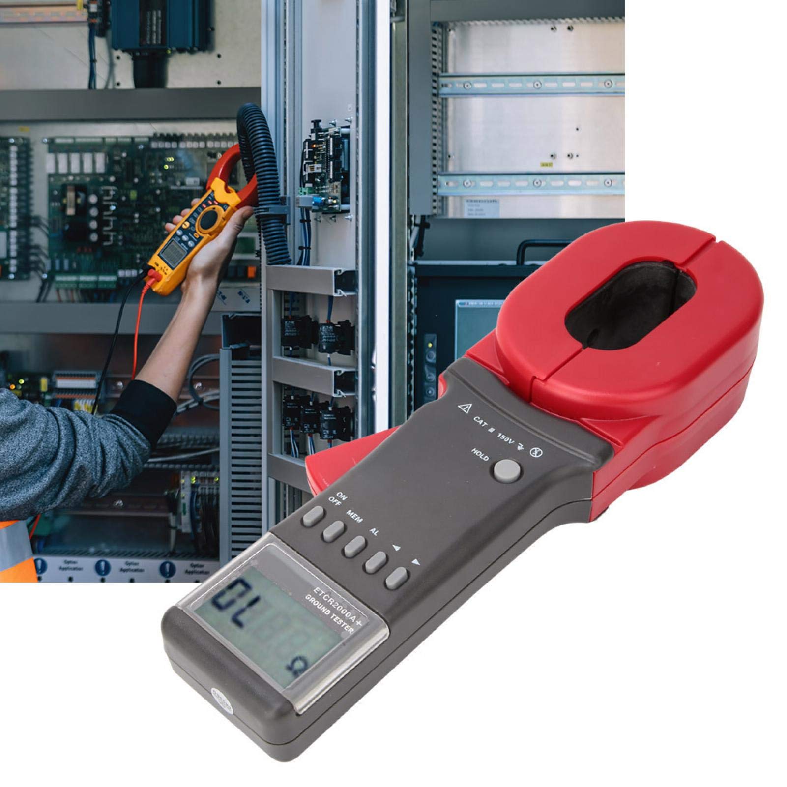Akozon Digital Clamp Meter 2000A + On Ground Earth Tester mit LCD-Anzeige 0,01-200