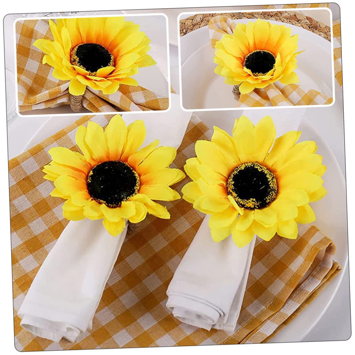 IMIKEYA 30stücke Sonnenblumen Serviettenringe Künstliche Sonnenblumen Dekoration Langlebige Serviettenhalter Für Partys Hochzeiten Und Festlichkeiten Einfach Zu Reinigen Und