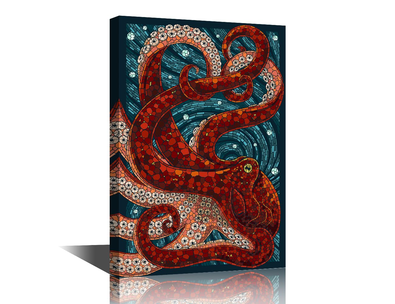 TISHIRON Abstract Wall Art Octopus Painting Wall Art for Living Room Modern Artwork for Walls Canvas Art Wall Decor for Bedroom Office Wall Art Canvas Frame Ready to Hang (24x16in)