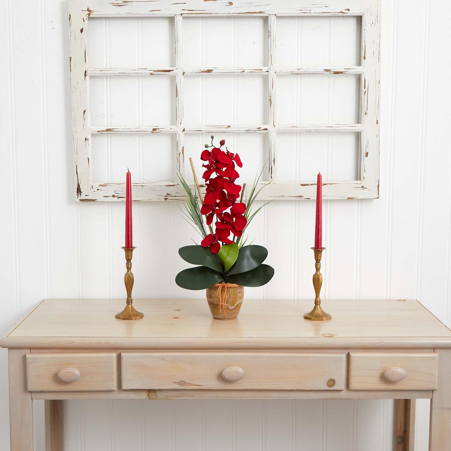 Nearly Natural Phalaenopsis Orchid Silk Arrangement in Ceramic Vase