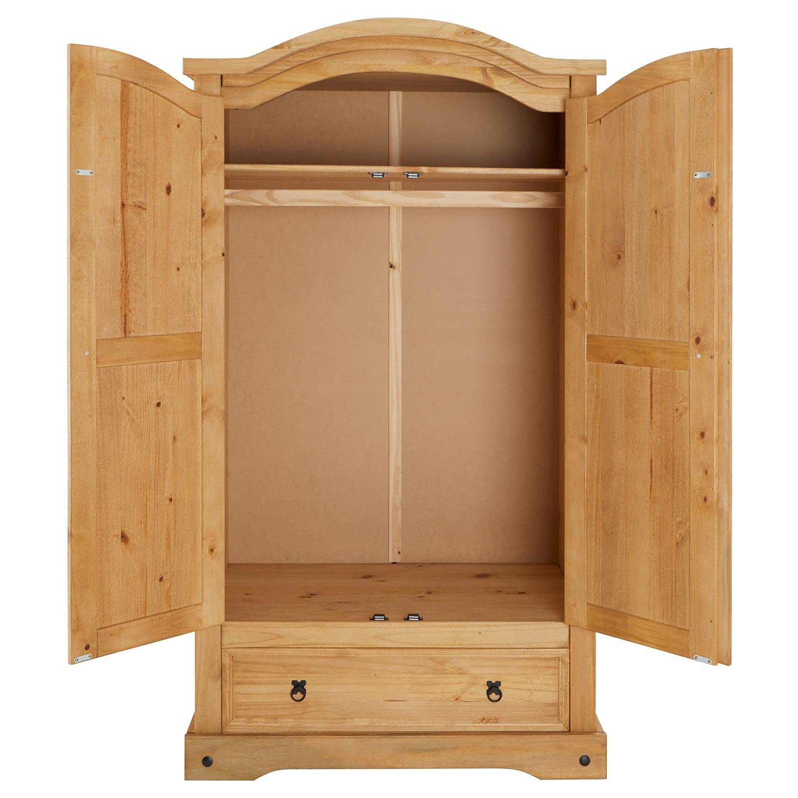 Kleiderschrank Salsa Garderobenschrank Mexiko Möbel Kiefer massiv, gebeizt/gewachst, 2 Türen und 1 Schublade