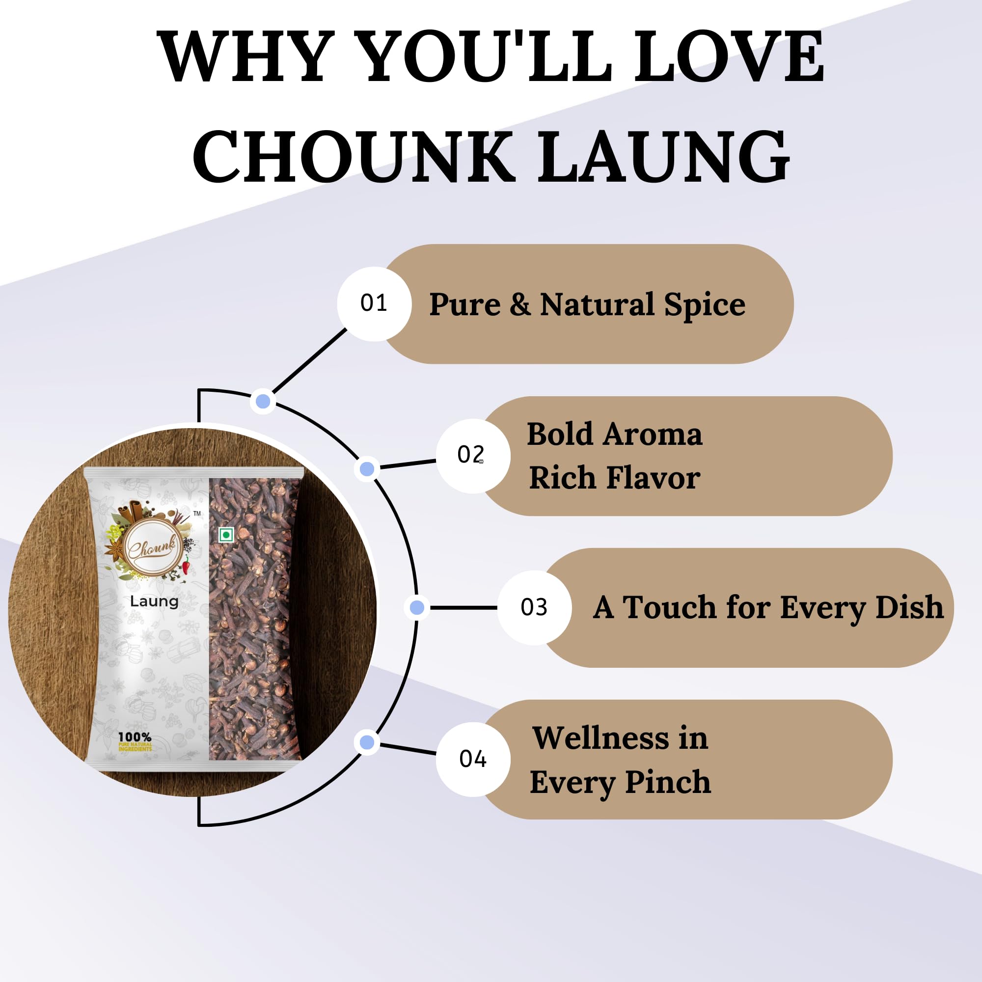 Chounk Special Clove Whole | Natural Lavanga | Khada Masala Laung Cloves | Lavanga Aromatic & Flavorful | Dried Organic Cloves Whole | No Additives or Preservatives | Lavangalu 100 Grams - Image 3 thumbnail
