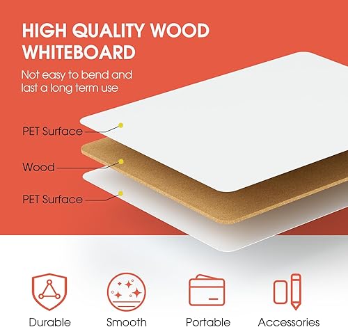 Miniatura 4 de MaxGear Pizarra blanca pequeña de borrado en seco, paquete de 6, mini pizarra blanca de 9 x 12 pulgadas para la escuela de estudiantes, mini