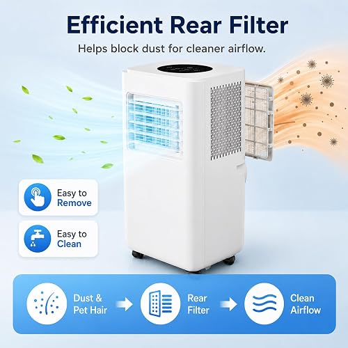 AETEREOS Climatiseur Mobile Silencieux 13000 BTU, Climatiseur Portable, avec Refroidissement, Déshumidification, Ventilation, Mode Sommeil, Minuterie 24h 3800W - 6