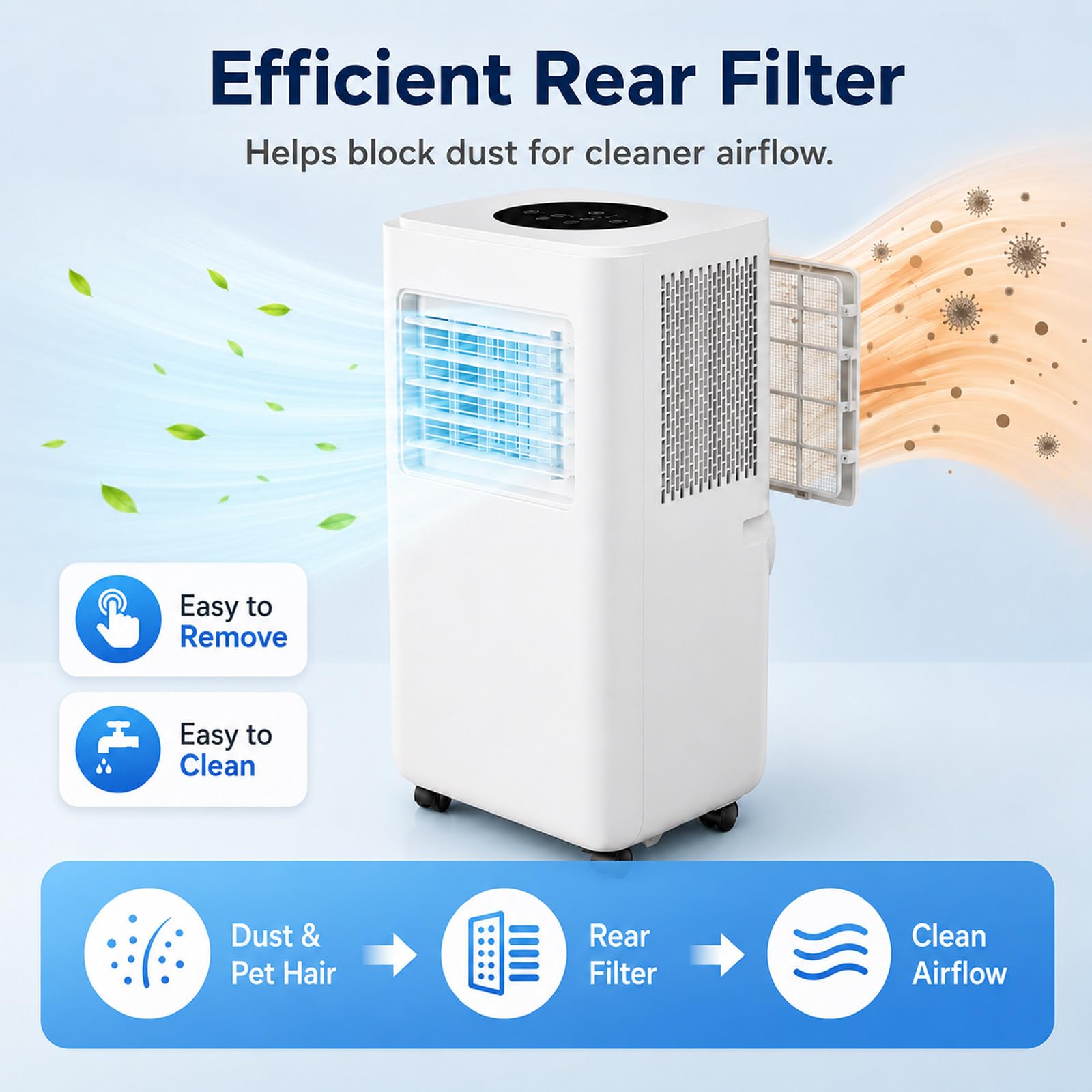 Aire Acondicionado Portátil 13000 BTU, Climatizador Portátil con Deshumidificador, Ventilador, Refrescante, Sueño, Kit Ventana, Modo Noche, pingüino Aire Acondicionado, casa 3800W