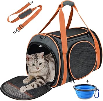 Amazon Okiki 猫 キャリー バッグ 安全なペットキャリーバッグ 通気性 中 大型猫用 小型犬 うさぎ用 リュック ショルダー 折りたたみ 手提げキャリーバッグ 車載 ドライブ キャンピング 旅行 通院 災害避難用 ペットバッグ マット付き Okiki おでかけ用品 通販