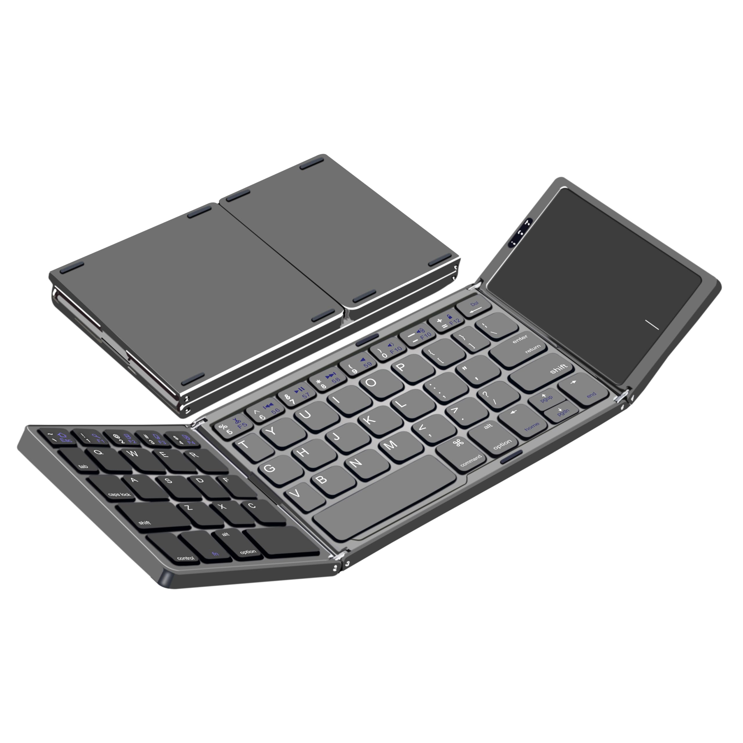 Qinda Wireless Bluetooth Keyboard, Portable Wireless Bluetooth Keyboard with Larger TouchPad Pocket-Sized Travel Keyboard for MacOS/iOS,Android,Windows sync up to 3 Devices, Black