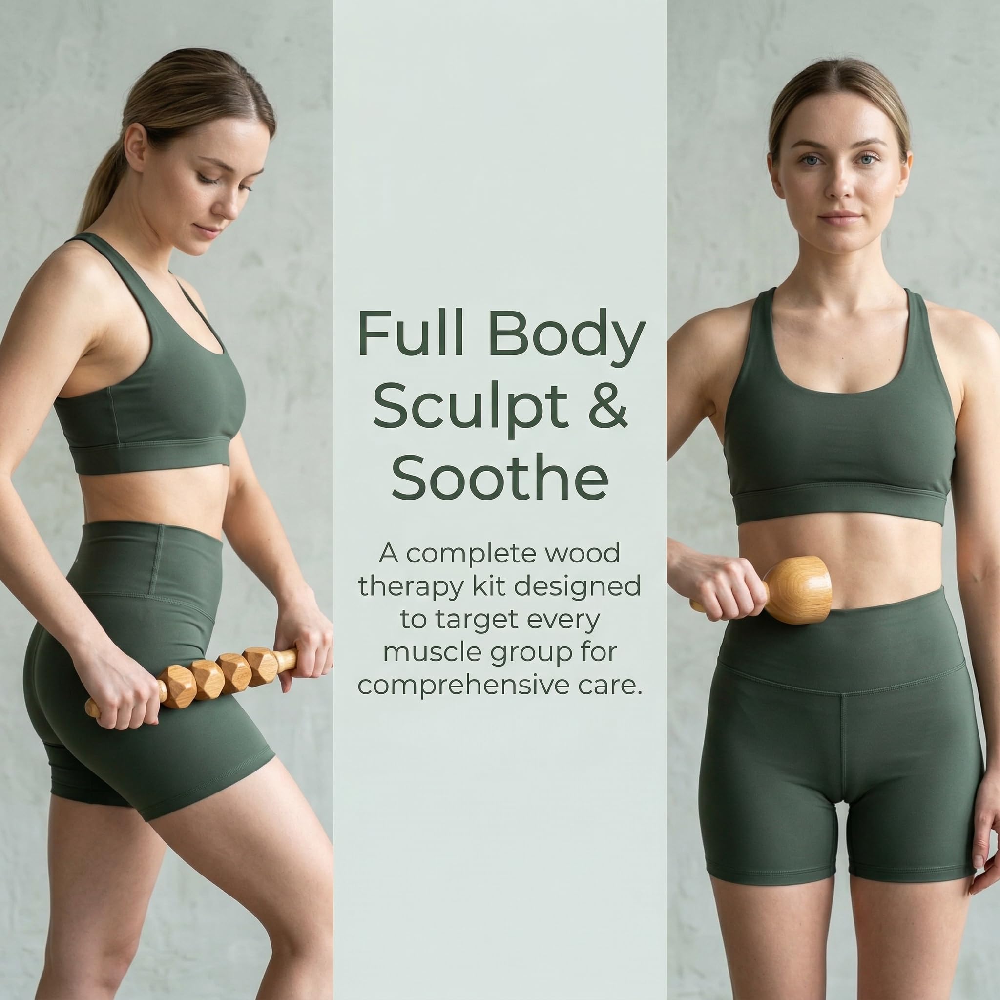6 in 1 Maderotherapie Set,Holz-Therapie-Massagegerät,Faszienrolle Beine, Massage Roller,Massageroller Rücken,Stress Abbauen und Entspannung,für Körperformung,Lymphdrainage,Anti Cellulite