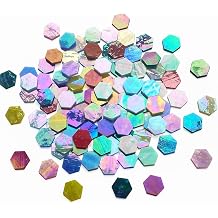 100 Pieces Hexagon Mosaic Tiles for Crafts Bulk, Iridescent Stained Glass Pieces Precut Hexagons for Mosaic Projects, Home Decor