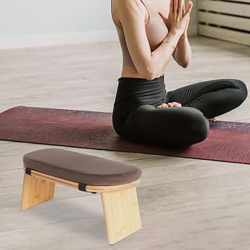 Meditation Bench, Foldable & Ergonomic Meditation Stool with A 5 Forward Tilt Angle, Portable Bamboo Meditation Stool, 396.83 lbs Capacity, for Seiza, Meditation, Prayer and Travel