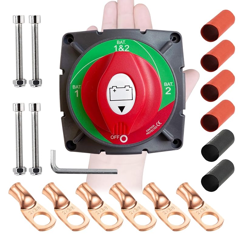 Chave Seccionadora de Bateria Ampper 1-2-Both-Off 12–48 V Alta Corrente – Kit