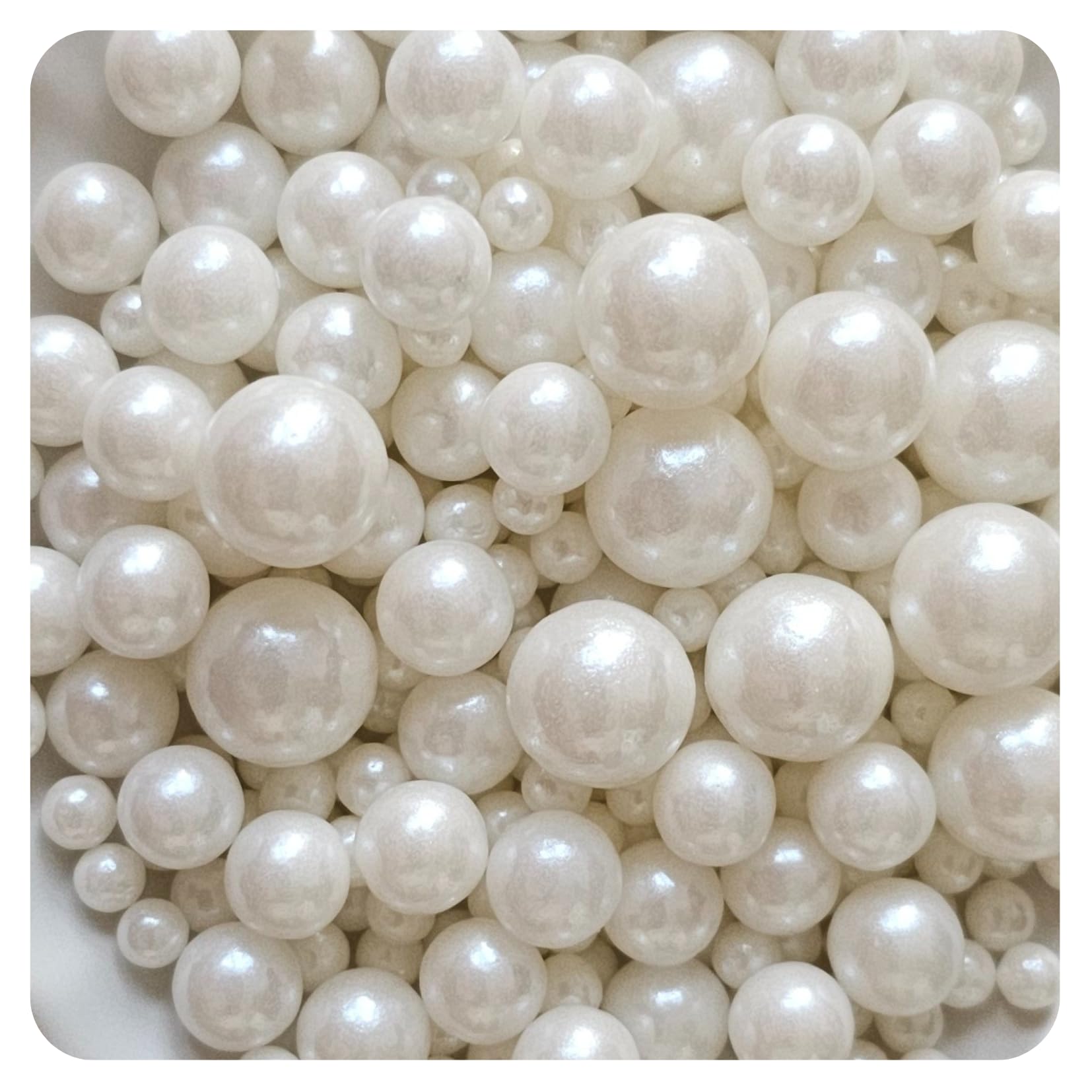 Pearls -Mix of Sizes - White (150g)