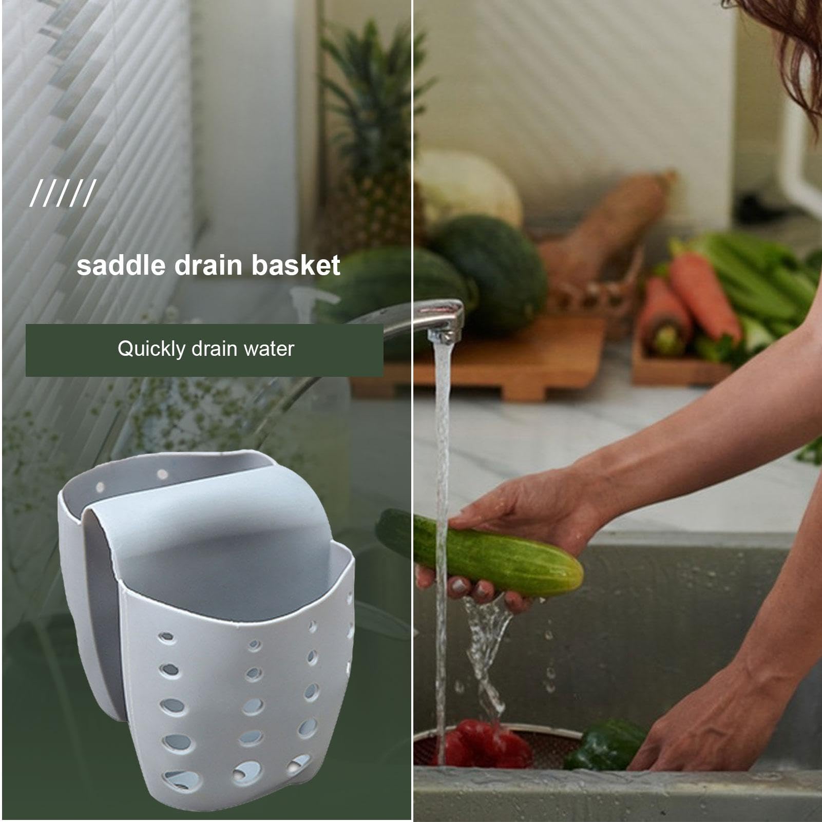 Supporto per spugna in silicio per lavello da cucina, supporto per spugna per lavandino, foro di drenaggio, sella, sella, cestello di drenaggio, cestino per drenaggio, cestino per drenaggio, doppio