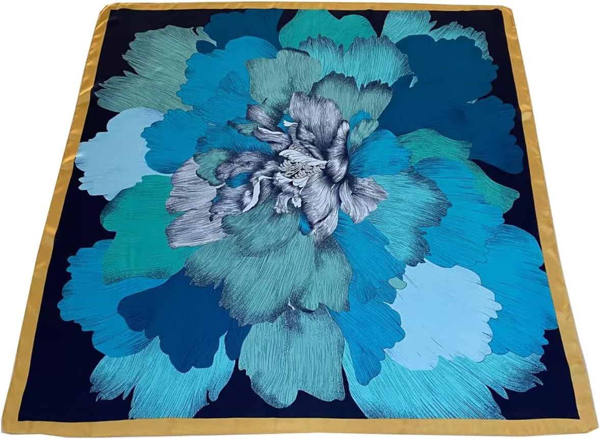 K-Elewon Large Square Scarf 43" Silk Scarf Fashion Scarves Silk Feeling Hair Wrapping Scarfs Night Sleeping Headscarf